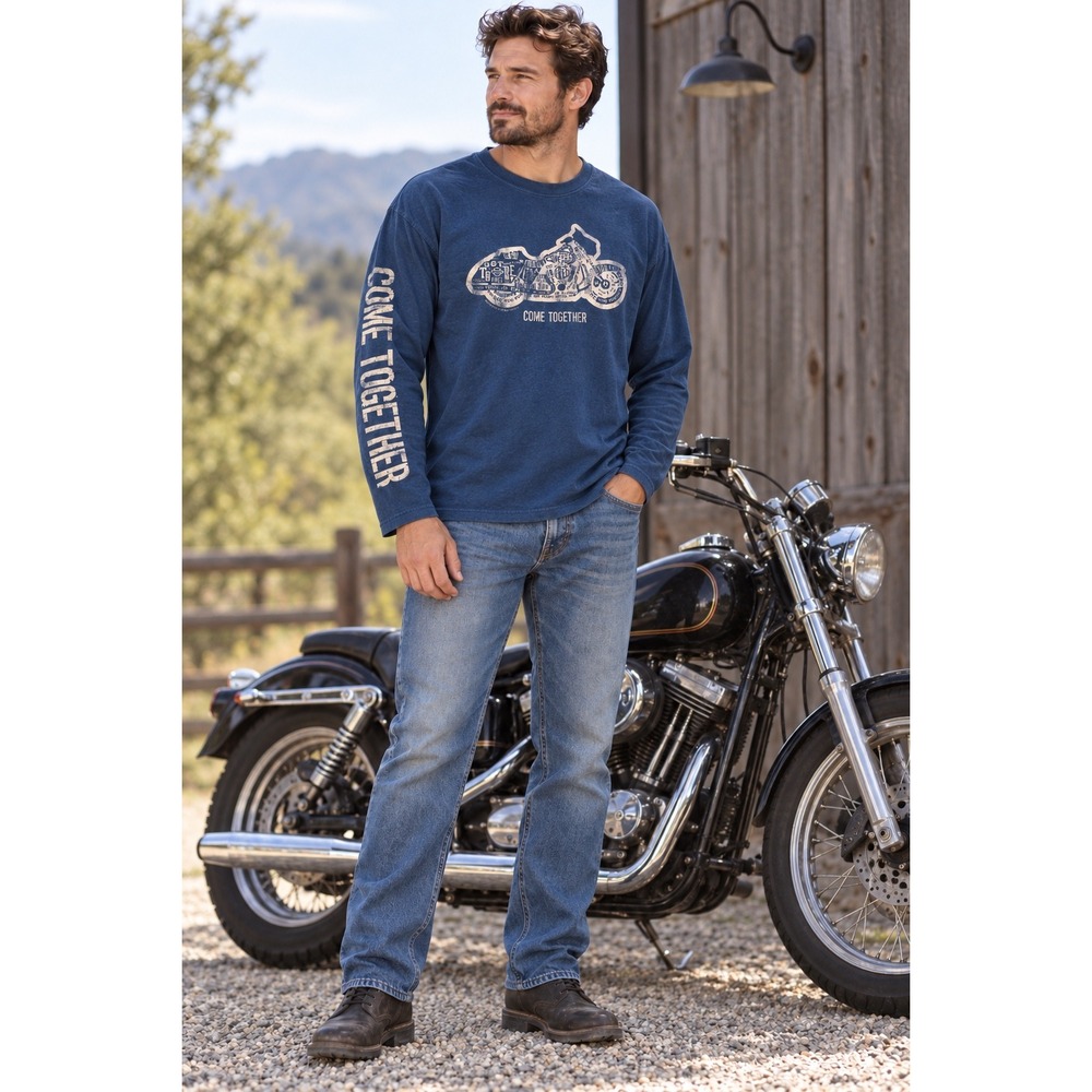 Harley-Davidson The Beatles Come Together Long Sleeve Graphic Shirt Blue XL